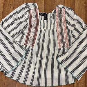 Wrangler Striped Blouse with Embroidered Accents